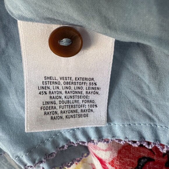 Anthropologie Maeve Linen Blend Stripe Floral Claudette Midi Skirt Size Size 14 - Picture 14 of 14